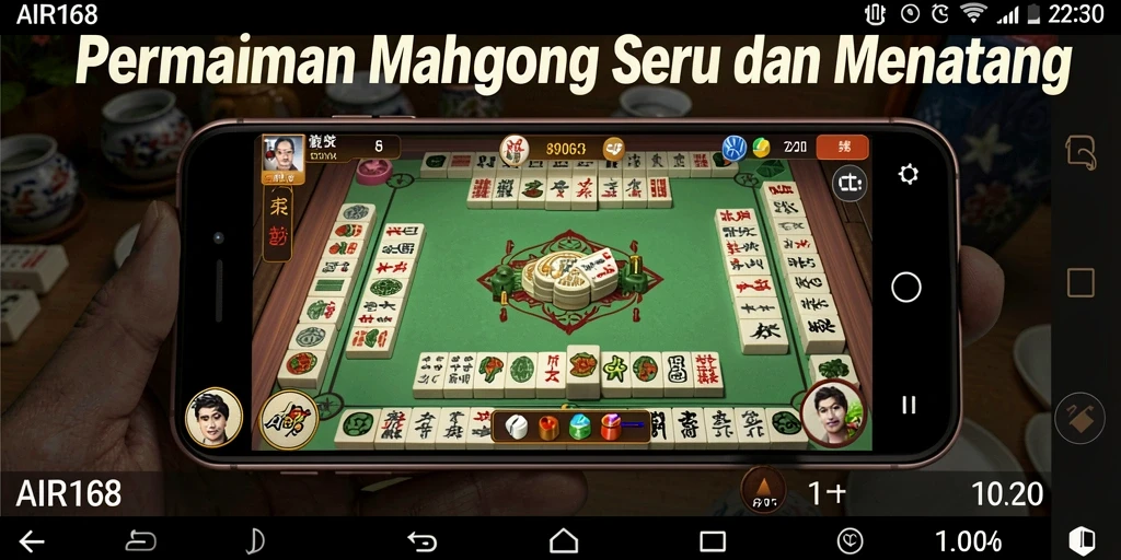 Tangkapan layar utama AIR168 yang menunjukkan gameplay Mahjong yang seru.