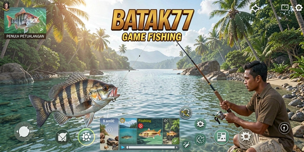 Screenshot gameplay BATIK77 dengan aksi menangkap ikan yang seru.