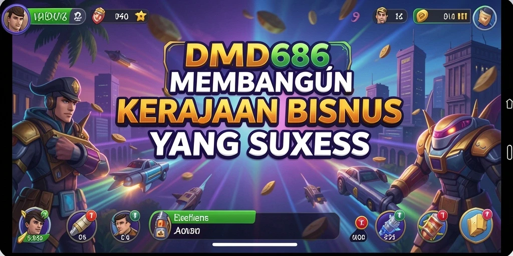 Screenshot gameplay DMD686 menampilkan simulasi manajemen bisnis yang menarik.