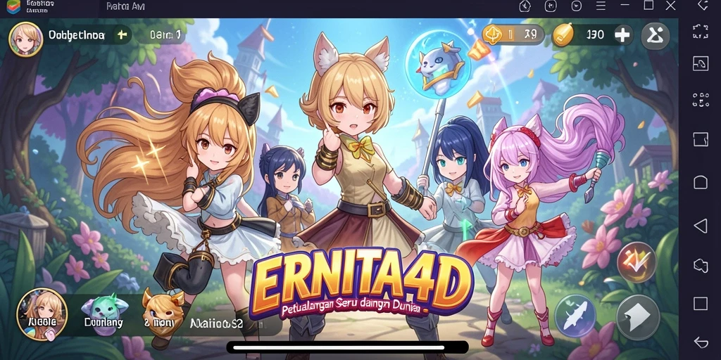 Tangkapan layar <strong>ERNITA4D</strong> menampilkan aksi seru dalam dunia Anime yang berwarna-warni.