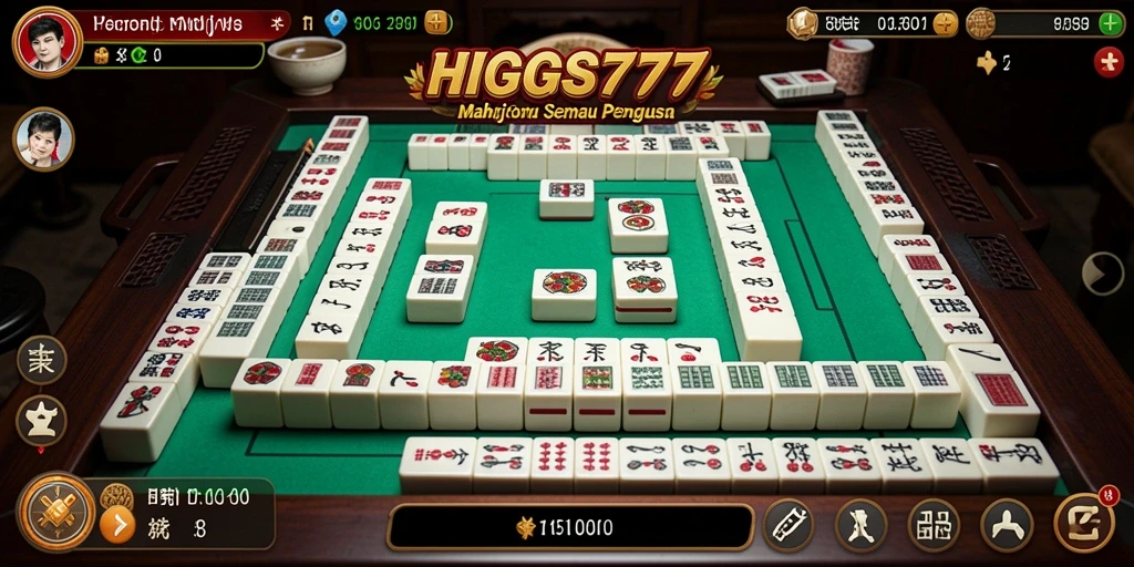 Screenshot HIGGS777 menampilkan momen seru dalam permainan Mahjong.