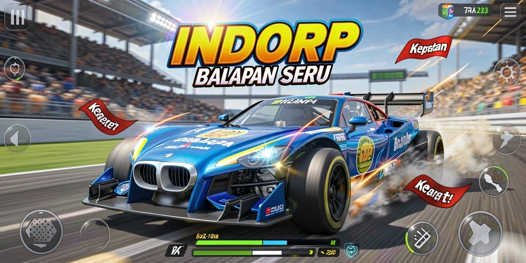 Tampilan gameplay INDORP yang mendebarkan dalam balapan.