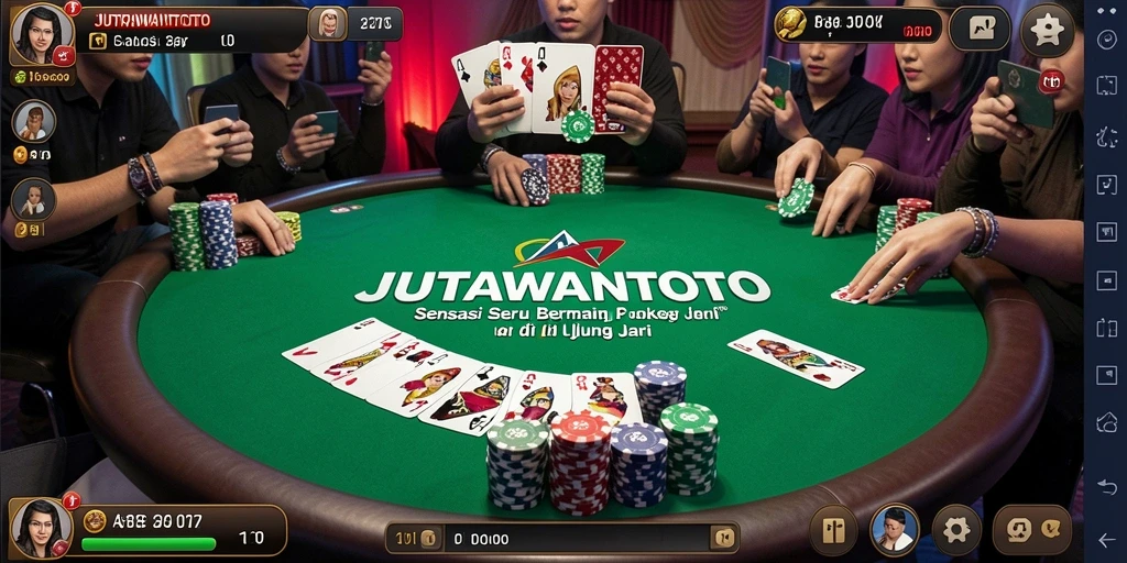 Tampilan gameplay seru di JUTAWANTOTO saat bermain poker.