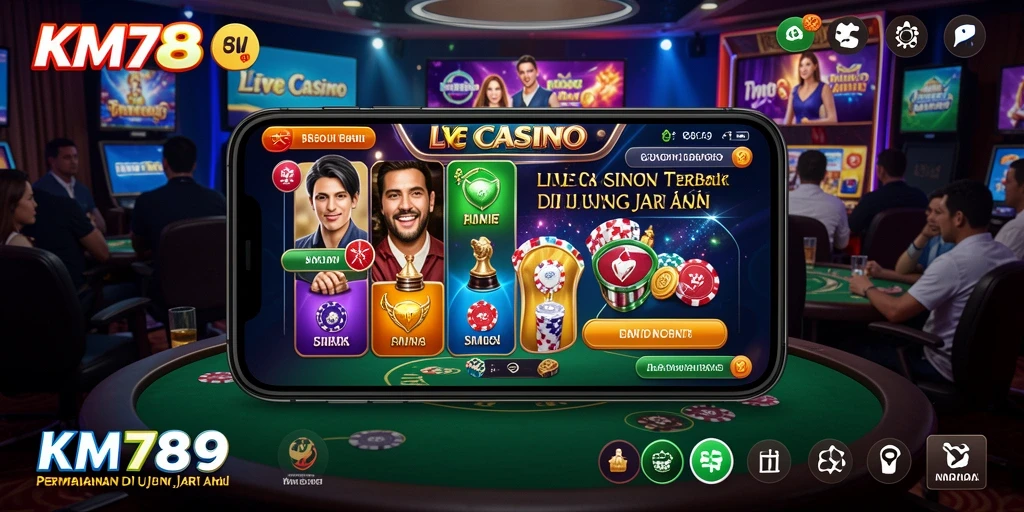 Screenshot KM789 menampilkan gameplay Live Casino yang menarik dan interaktif.
