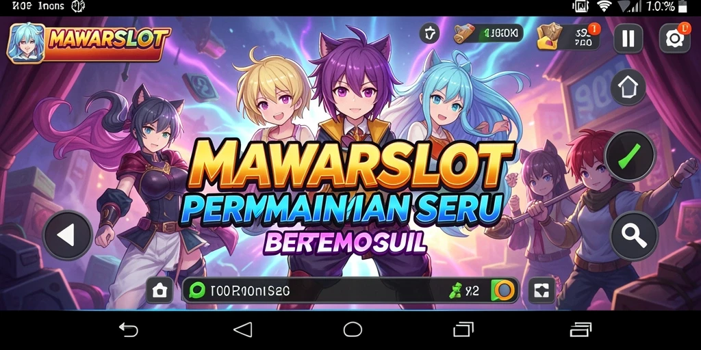 Screenshot gameplay MAWARSLOT menampilkan karakter anime dengan aksi yang mendebarkan.