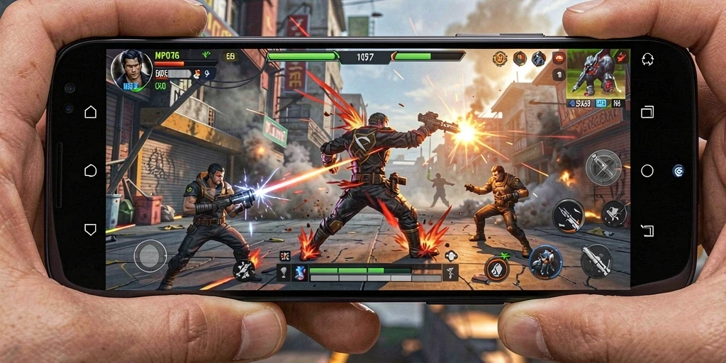 Tampilan gameplay MPO76 yang intens dan penuh aksi Fighting.