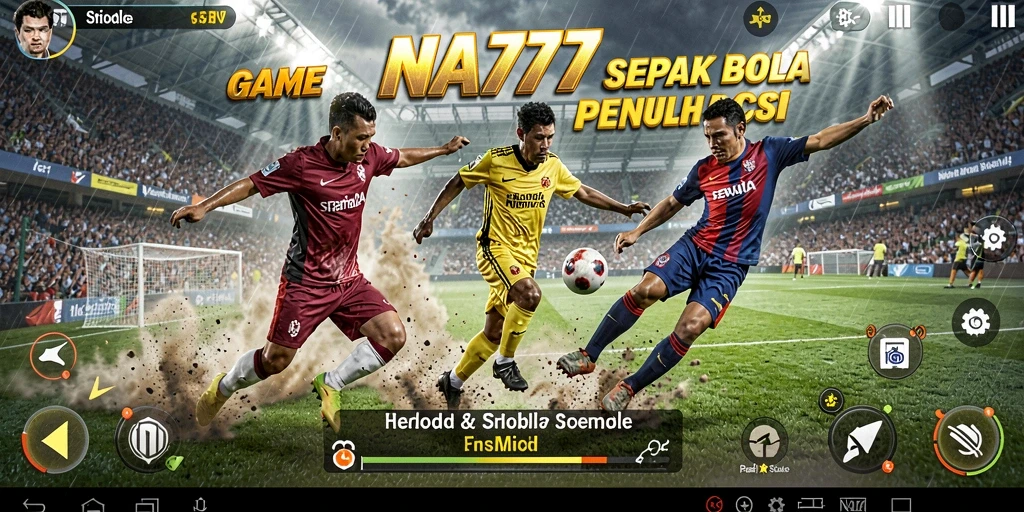 Tampilan gameplay menegangkan di lapangan sepatu sepak bola.