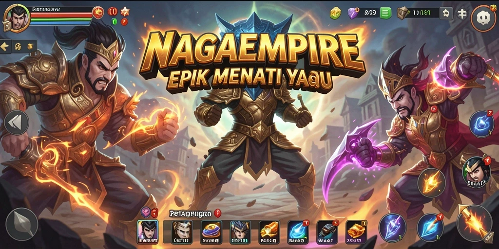 Tampilan menarik dari pertarungan karakter dalam NAGAEMPIRE.