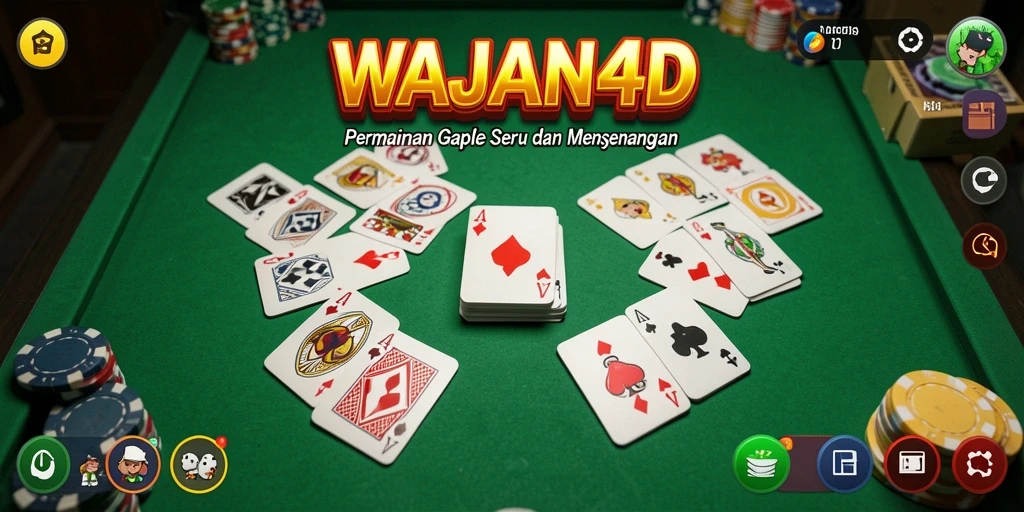 Tampilan seru gameplay WAJAN4D saat permainan Gaple berlangsung.