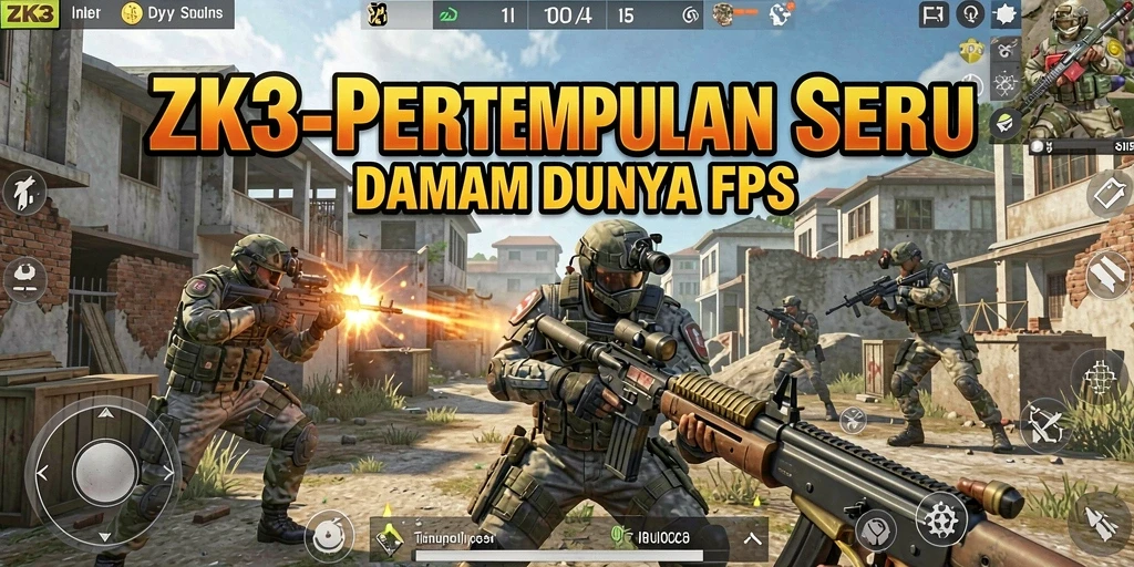 Tampilan gameplay ZK3 dengan aksi tembak-menembak yang mendebarkan.
