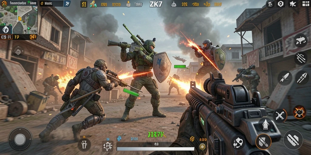 Gameplay seru ZK7 dengan aksi TPS yang intens dan grafis memukau.